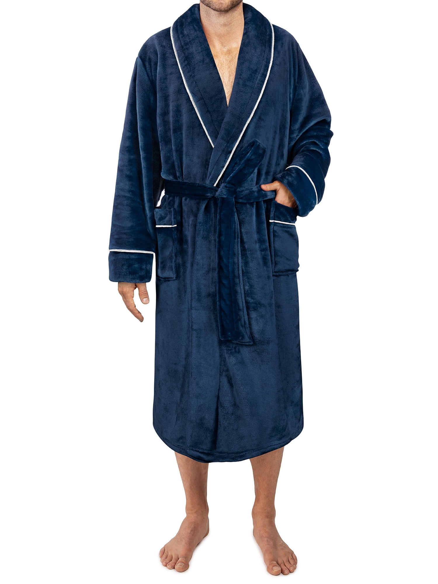 PAVILIA Mens Soft Robe, Plush Warm Bathrobe for Men, Long Spa Robe with ...