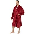 thumbnail image 1 of PAVILIA Mens Soft Robe, Plush Warm Bathrobe for Men, Long Spa Robe with Shawl Collar, Pockets, Trim Piping (Wine), 1 of 9