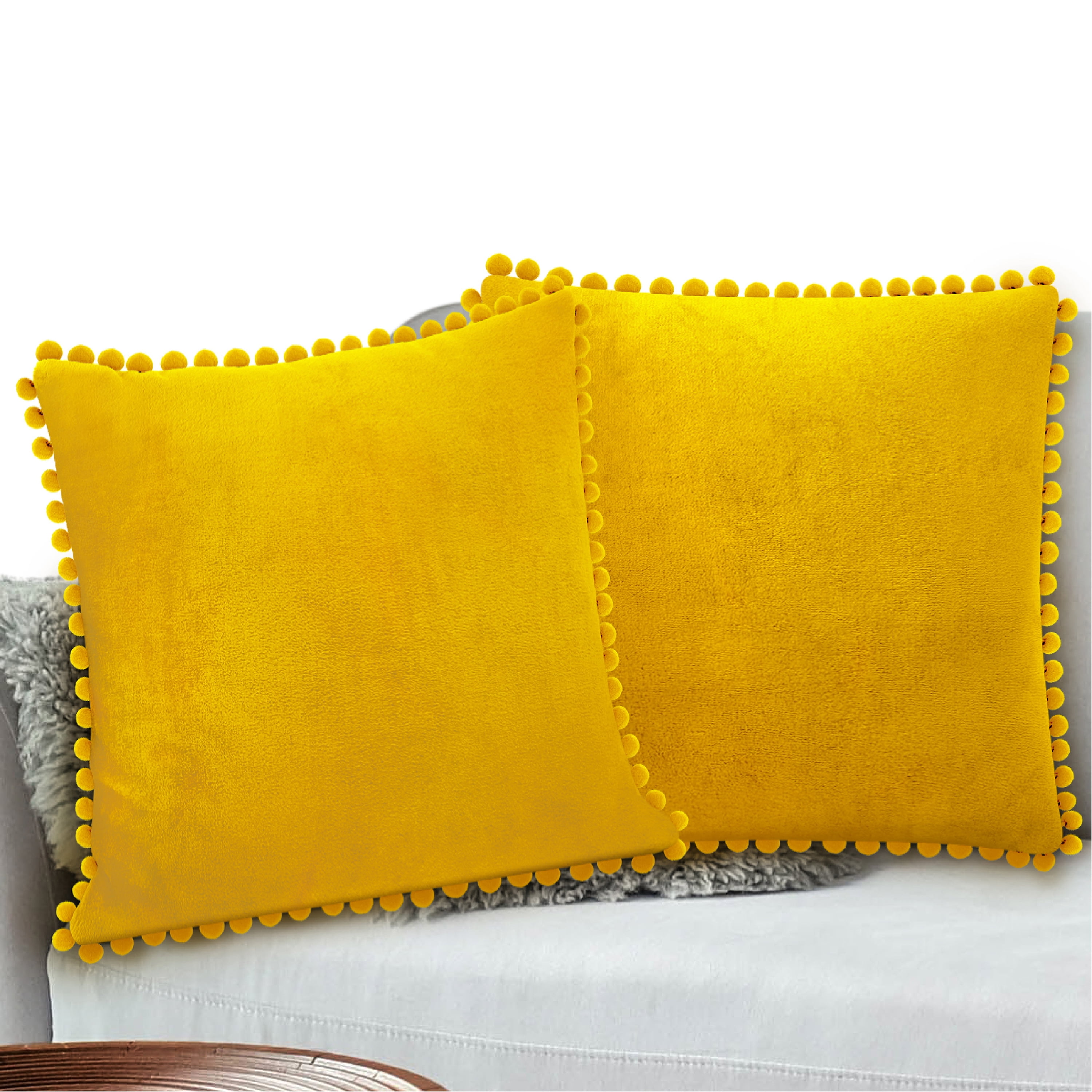 Pavilia Set Of 2 Fluffy Throw Pillow Covers, Decorative Faux Shearling Fur  Square Cushion Accent For Bed Sofa Couch, Yellow/18 X 18 : Target