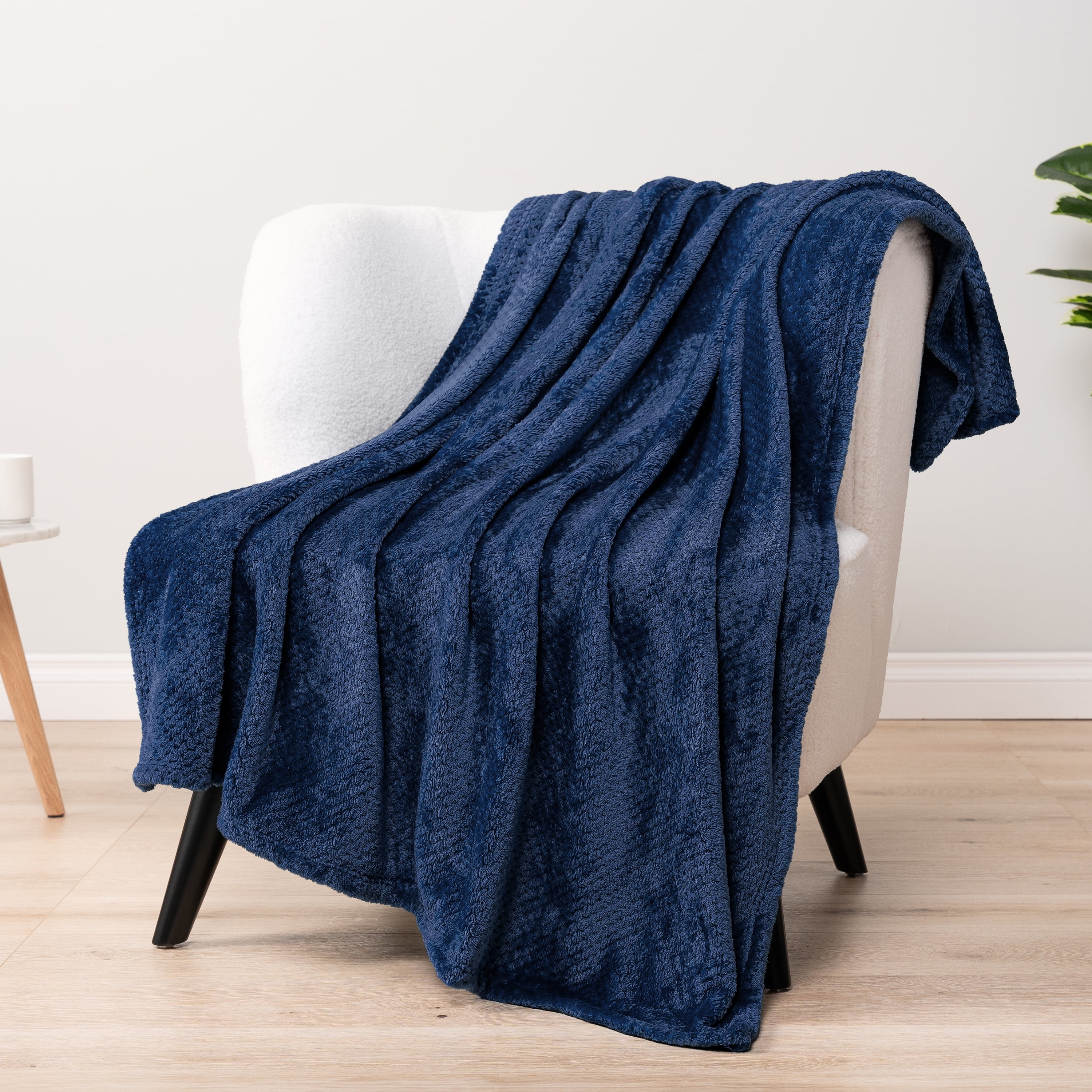 PAVILIA Premium Flannel Fleece Waffle Textured Throw Blanket