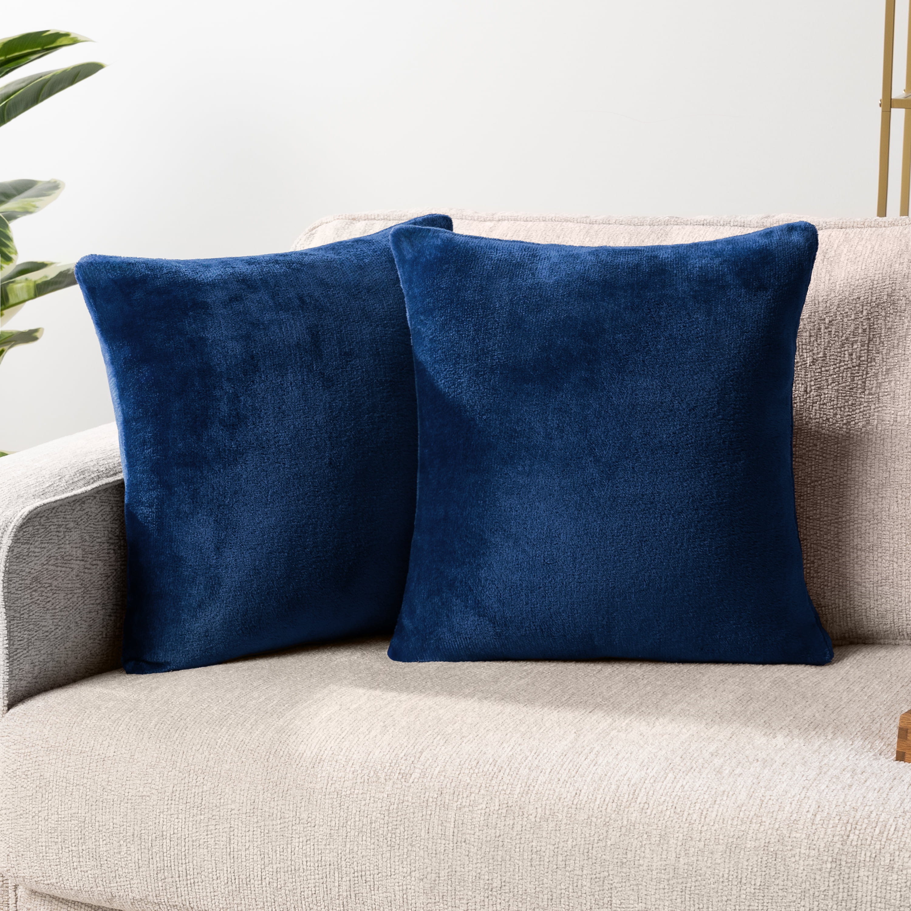 Navy Blue Velvet Euro Throw Pillow Covers Set of 2