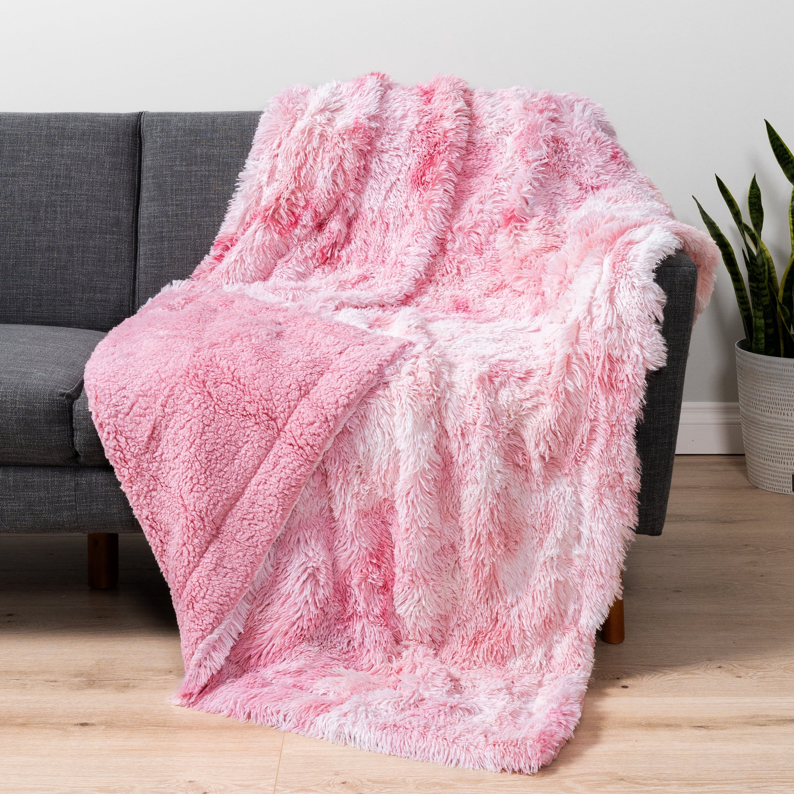 Fluffy Burger しなるビーター [ウッドもふ黒] 直輸入1本 PAVILIA Faux Fur Throw Blanket, Tie-Dye Pink, Shaggy Sherpa Fleece