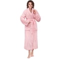 thumbnail image 1 of PAVILIA Pink Women Robe Fleece Plush Soft, Fluffy Fuzzy Cozy Warm Lightweight Bathrobe, Shower Spa House Long Robe for Women, S/M, 1 of 9