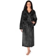 thumbnail image 1 of PAVILIA Plush Hooded Robe For Women | Black, Fluffy Soft Bathrobe With Hood | Fuzzy Warm Spa Robe, Cozy Fleece Long Robe | Satin Trim, Large-X-Large, 1 of 10
