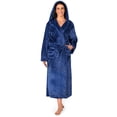 thumbnail image 1 of PAVILIA Plush Hooded Robe For Women | Blue, Fluffy Soft Bathrobe With Hood | Fuzzy Warm Spa Robe, Cozy Fleece Long Robe | Satin Trim, Small-Medium, 1 of 10