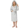 thumbnail image 1 of PAVILIA Plush Hooded Robe For Women | Light Grey, Fluffy Soft Bathrobe With Hood | Fuzzy Warm Spa Robe, Cozy Fleece Long Robe | Satin Trim, Small-Medium, 1 of 10