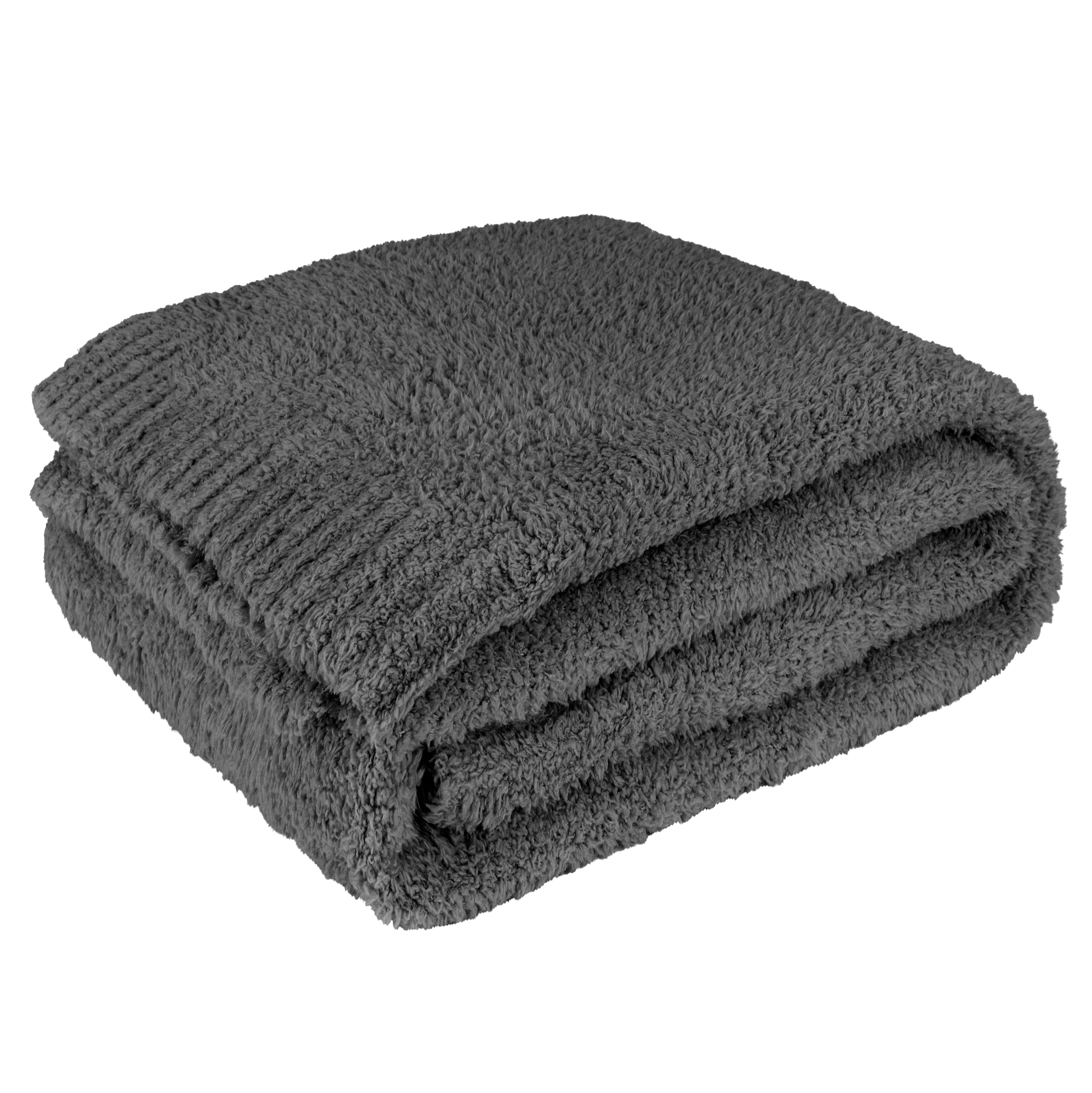 PAVILIA Plush Knit Throw Blanket for Couch, Super Soft Fluffy Throw