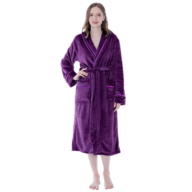 PAVILIA Plush Robe For Women, Purple Fluffy Soft Bathrobe, Lightweight