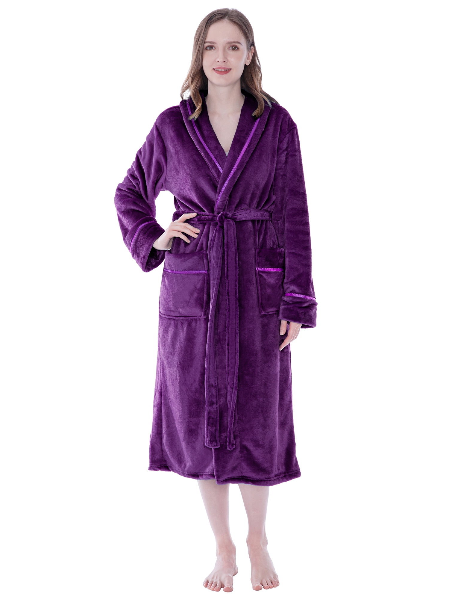 PAVILIA Plush Robe For Women, Purple Fluffy Soft Bathrobe, Lightweight