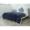 thumbnail image 1 of PAVILIA Plush Sherpa Fleece Bed Blanket Queen Size, Navy | Soft, Warm, Fuzzy Dark Blue Throw for Bed | Solid Reversible Cozy Microfiber Fluffy Blanket, 90x90, 1 of 7
