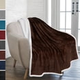 thumbnail image 1 of PAVILIA Plush Sherpa Fleece Throw Blanket Brown | Soft, Warm, Fuzzy Throw for Couch Sofa | Solid Reversible Cozy Microfiber Fluffy Blanket, 50x60, 1 of 7