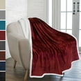 thumbnail image 1 of PAVILIA Plush Sherpa Fleece Throw Blanket Burgundy Red | Soft, Warm, Fuzzy Wine Maroon Throw for Couch Sofa | Solid Reversible Cozy Microfiber Fluffy Blanket, 50x60, 1 of 7