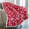 thumbnail image 1 of PAVILIA Premium Christmas Sherpa Throw Blanket | Red Snowflake Decoration, Fleece, Plush, Warm, Cozy Reversible Microfiber Holiday Blanket | Christmas Gift - 50 x 60, 1 of 7