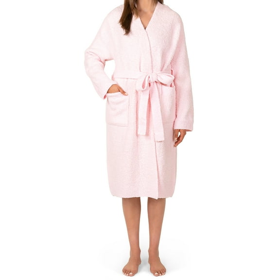 PAVILIA Premium Womens Plush Robe, Super Soft Fuzzy Bathrobe, Cozy Spa Robe with Pockets for Women, 2XL/3XL, Light Pink