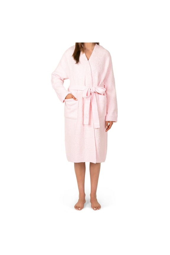 Premium Womens Plush Robe, Super Soft Fuzzy Bathrobe, Cozy Spa Robe with Pockets for Women, L/XL, Light Pink