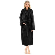 PAVILIA Premium Womens Plush Soft Robe Fluffy, Warm, Fleece Sherpa Shaggy Bathrobe (2XL/3XL, Black)