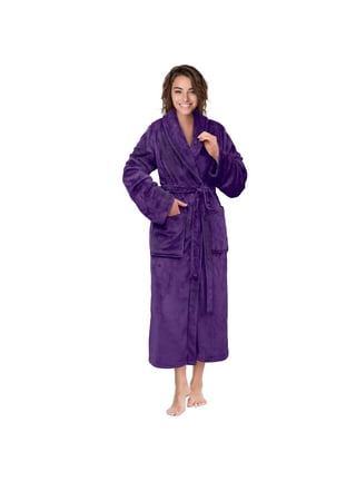  Womens Fuzzy Robe Mid Length Bathrobe Belted Soft