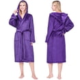 thumbnail image 1 of PAVILIA Women’s Hooded Fleece Robe, Soft Plush Long Bathrobe with Hood, Lightweight Warm Cozy Spa Shower Housecoat, Plus Size 2XL/3XL, Purple, 1 of 10