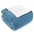 thumbnail image 1 of PAVILIA Soft Fleece Sherpa Throw Blanket for Sofa Couch Bed, Blue, 50x60, 1 of 7