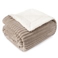 thumbnail image 1 of PAVILIA Soft Fleece Sherpa Throw Blanket for Sofa Couch Bed, Taupe, 50x60, 1 of 7