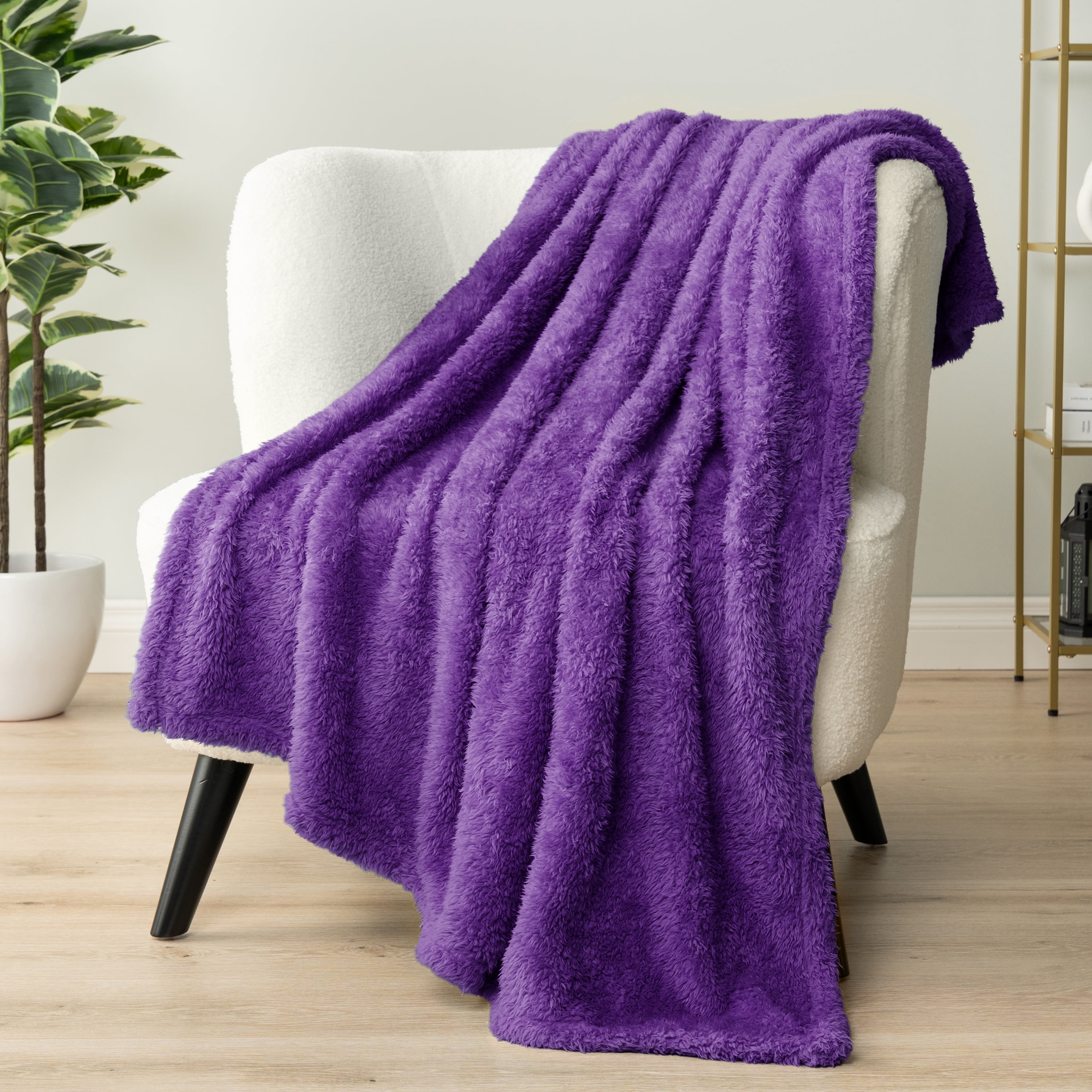 PAVILIA Sherpa Throw Blanket For Couch Sofa Purple Fluffy Warm Plush pavilia-sherpa-throw-blanket-for-couch-sofa-purple-fluffy-warm-plush