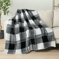 thumbnail image 1 of PAVILIA Sherpa Throw Blanket For Couch Sofa, White Black Fluffy Warm Plush Blanket for Twin Bed, Cozy Super Soft Lightweight Throw, Fuzzy Decorative Blanket, All Season Home, 60x80, 1 of 8