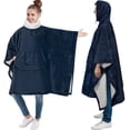 thumbnail image 1 of PAVILIA Sherpa Wearable Blanket Poncho for Women Men, Oversized Hoodie Sweatshirt Poncho Blanket, Hooded Sweater Wrap Cape Neck Warmer, Fleece Soft Hug Sleep Pod Adult, Cozy Warm Gift Ideas, Navy Blue, 1 of 7