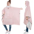 thumbnail image 1 of PAVILIA Sherpa Wearable Blanket Poncho Women Men, Oversized Hoodie Sweatshirt Poncho Blanket, Hooded Sweater Wrap Cape Neck Warmer, Fleece Soft Hug Sleep Pod Adult, Cozy Warm Gift Ideas Sister, Pink, 1 of 7