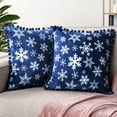 thumbnail image 1 of PAVILIA Snowflake Blue Throw Pillow Covers with Pom Pom 18x18 Set of 2, Christmas Decorative Pillow Cases for Bedroom, Holiday Small Pillows Set for Bed, Velvet Winter Plush Cushion Covers Sofa Couch, 1 of 7