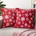 thumbnail image 1 of PAVILIA Snowflake Red Throw Pillow Covers with Pom Pom 20x20 Set of 2, Christmas Decorative Pillow Cases for Bedroom, Holiday Small Pillows Set for Bed, Velvet Winter Plush Cushion Covers Sofa Couch, 1 of 7