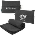 thumbnail image 1 of PAVILIA Soft Compact Travel Blanket and Pillow, Foldable Airplane Blanket in Bag, Lightweight Portable Flight Blanket Set with Luggage Strap, Camping Plane Car Home Office Gift Accessories, Black, 1 of 8