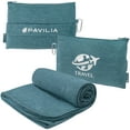 thumbnail image 1 of PAVILIA Soft Compact Travel Blanket and Pillow, Foldable Airplane Blanket in Bag, Lightweight Portable Flight Blanket Set with Luggage Strap, Camping Plane Car Home Office Gift Accessories, Teal Blue, 1 of 8