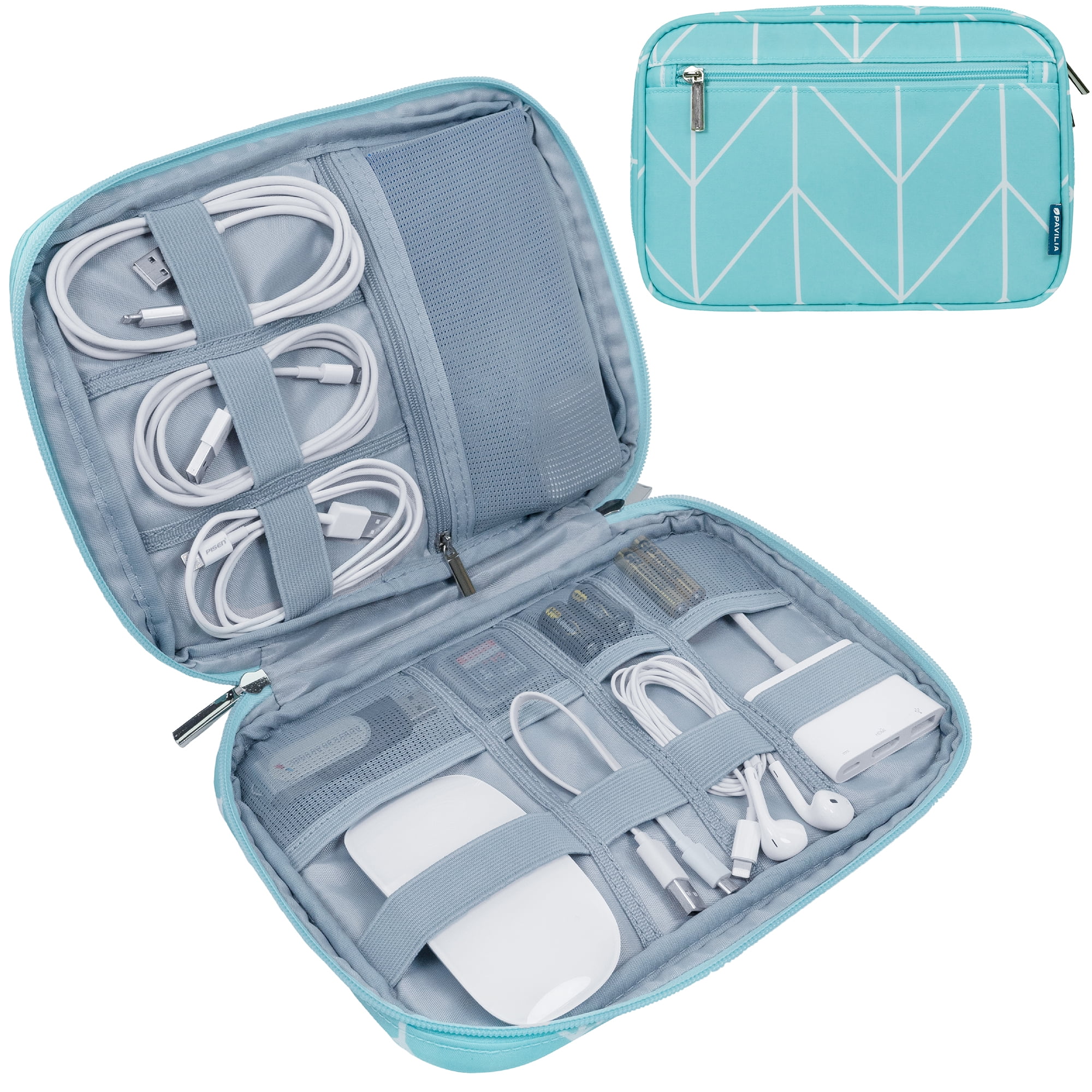 Pavilia Electronic Organizer Small Travel Cable Organizer Bag for Hard, Teal