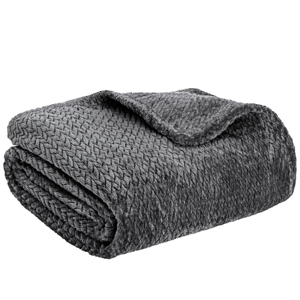 PAVILIA Soft Fleece Dark Grey Throw Blanket for Couch Lightweight Plush Warm Blankets for Bed Fuzzy Cozy Flannel Blanket Throw for Sofa Travel Jacquard Pattern Charcoal Gray Twin 60x80 inch Walmart