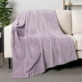 thumbnail image 1 of PAVILIA Soft Fleece Lavender Lilac Throw Blanket for Couch, Lightweight Plush Warm Blankets for Bed, Fuzzy Cozy Flannel Blanket Throw for Sofa, Travel, Jacquard Pattern, Light Purple, 50x60 inch, 1 of 8