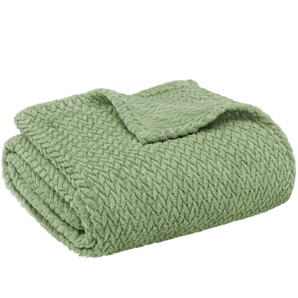 PAVILIA Soft Fleece Light Green Throw Blanket for Couch Lightweight Plush Warm Blankets for Bed Fuzzy Cozy Flannel Blanket Throw for Sofa Travel