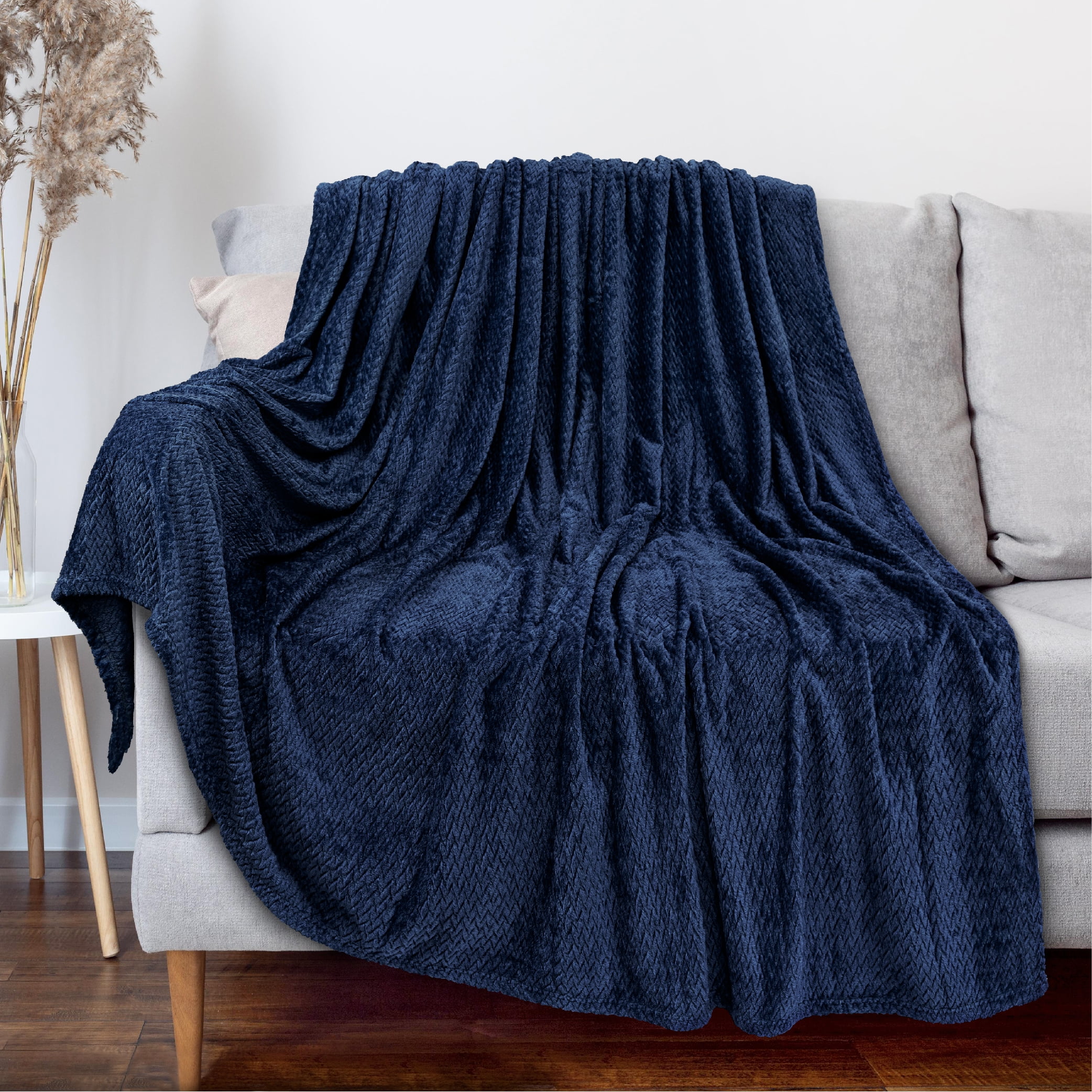 Fleece Blanket Plush Throw Blanket Navy Blue(50 by 60 Inches),Super Soft  Fuzzy C