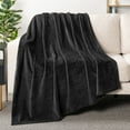 thumbnail image 1 of PAVILIA Soft Fleece Solid Black Throw Blanket for Couch, Lightweight Plush Warm Blankets for Bed, Fuzzy Cozy Flannel Blanket Throw for Sofa, Travel, Jacquard Pattern, Black, 50x60 inch, 1 of 8
