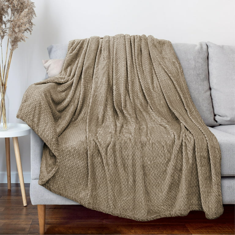PAVILIA Soft Fleece Taupe Tan Throw Blanket for Couch, Lightweight Plush  Warm Blankets for Bed, Fuzzy Cozy Flannel Blanket Throw for Sofa, Travel