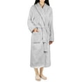 thumbnail image 1 of PAVILIA Soft Plush Women Fleece Robe, Light Grey Cozy Bathrobe, Female Long Spa Robe, Warm Housecoat, Satin Waffle Trim, L/XL, 1 of 9