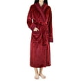 thumbnail image 1 of PAVILIA Soft Plush Women Fleece Robe, Wine Red Maroon Cozy Bathrobe, Female Long Spa Robe, Warm Housecoat, Satin Waffle Trim, 2XL/3XL, 1 of 9