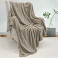thumbnail image 1 of PAVILIA Soft Lightweight Fleece Throw Blanket for Couch Sofa, Taupe, 50x60, 1 of 8