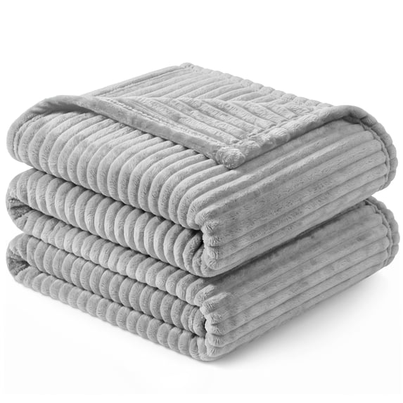 PAVILIA Soft Lightweight Twin Fleece Blanket for Couch Bed, Gray, 60x80