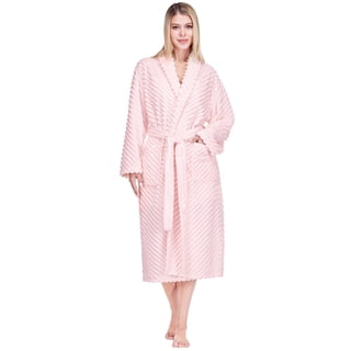PAVILIA Womens Plush Fleece Robe, Super Soft Long Bathrobe, Light Pink, S/M