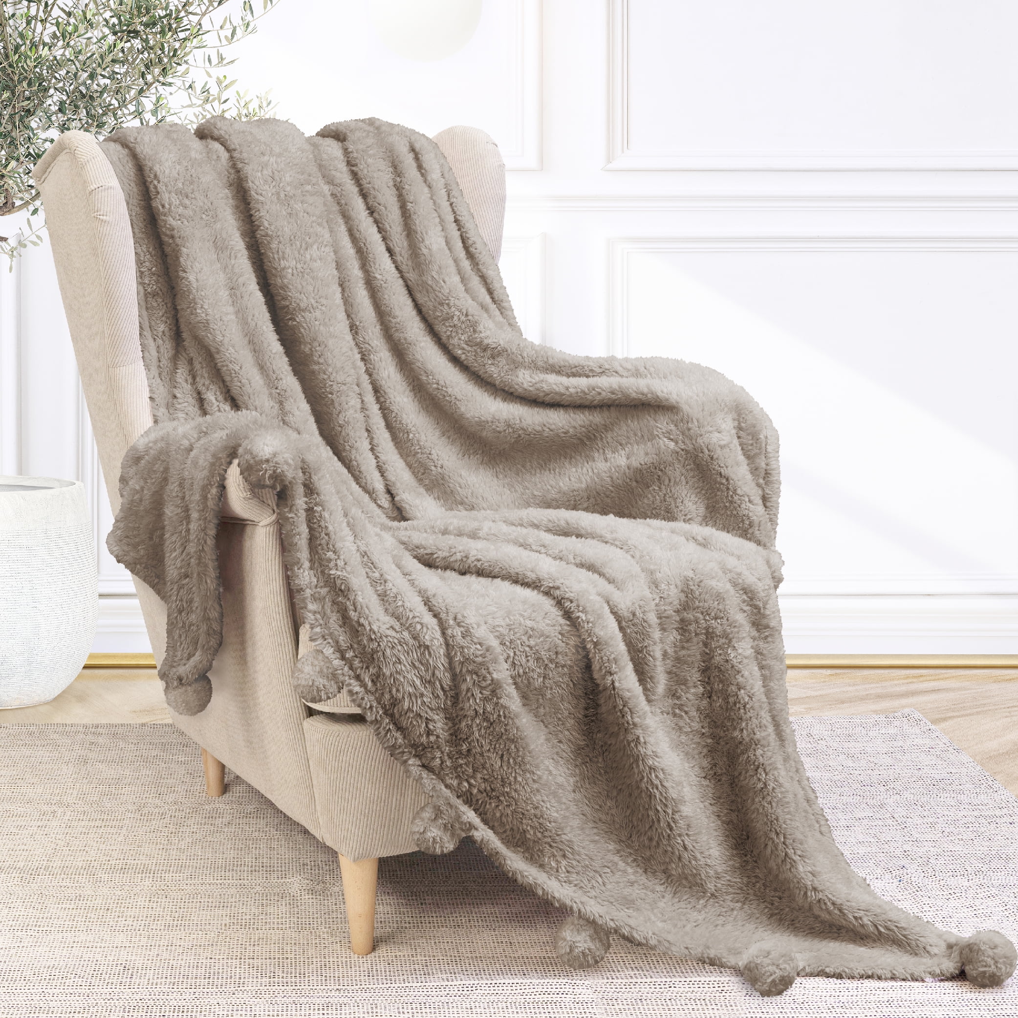 Light tan online throw blanket