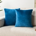 thumbnail image 1 of PAVILIA Teal Blue Throw Pillow Covers 18x18 Set of 2, Decorative Pillow Cases for Bed Sofa Couch, Boho Aesthetic Accent Decor Cushion Bedroom Living Room, Velvet Square Euro Sham Cover, Turquoise Blue, 1 of 8