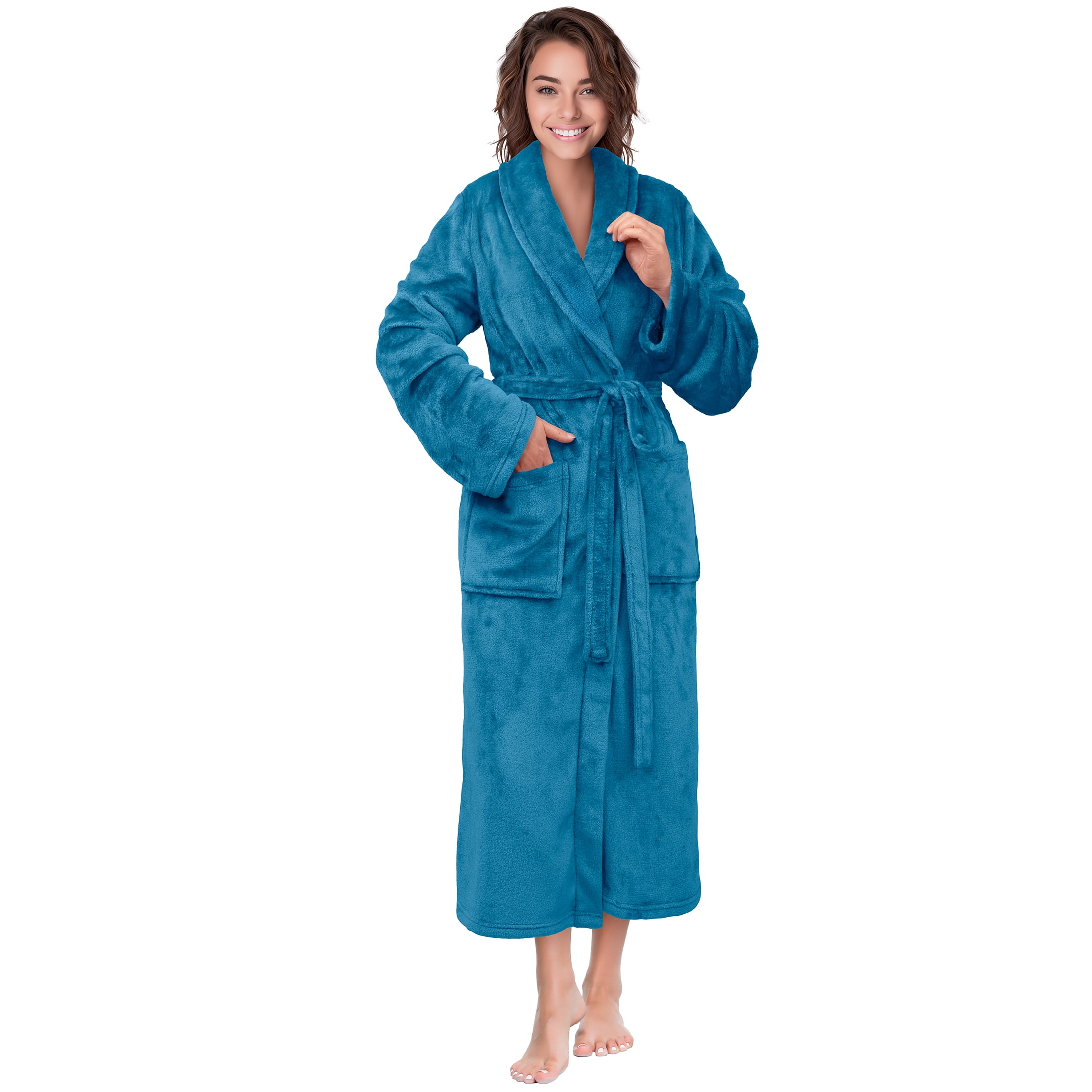 PAVILIA Teal Blue Women Robe Fleece Plush Soft, Fluffy Fuzzy Cozy Warm ...