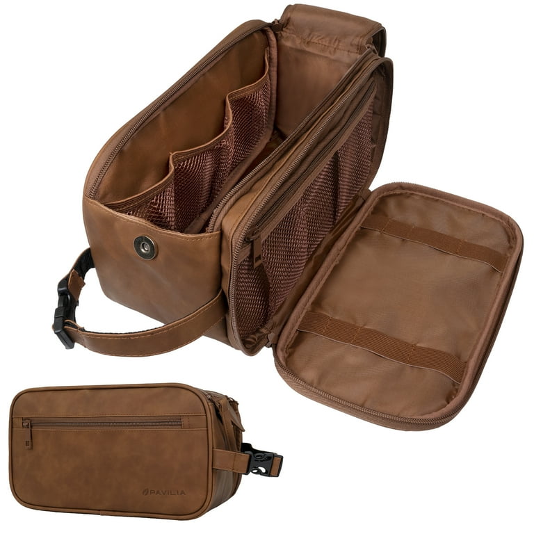 Men's leather best sale shaving kit bag