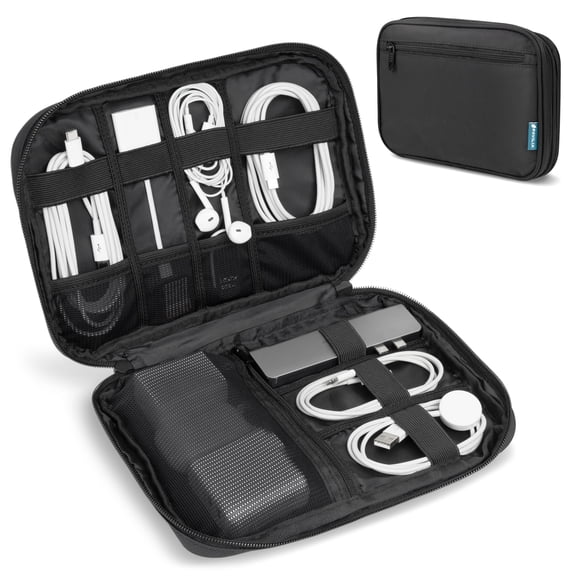 PAVILIA Travel Cord Organizer Case, Electronics Organizer Bag, Black