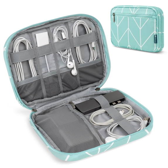 PAVILIA Travel Cord Organizer Case, Electronics Organizer Bag, Teal Blue